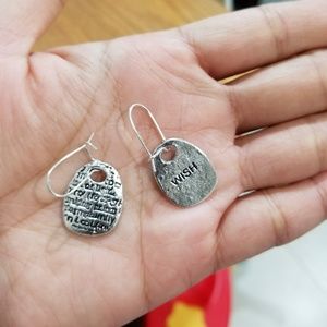 "WISH" dangly earrings